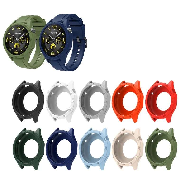 Silicone Protector Case Fall Prevention Shockproof Shell Bumper Frame Colorful Scratch-resistant for HUAWEI WATCH GT 4 46 mm
