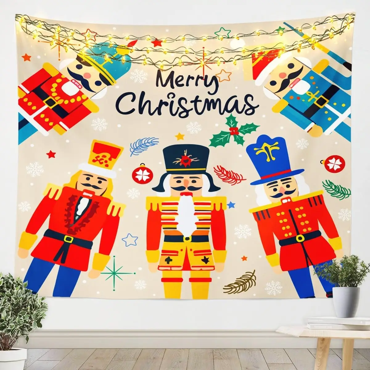 Christmas Wall Tapestry Christmas Tree Tapestry for Kids Boys Girls Santa Claus Tapestry Wall Hanging Diamond Check Wall Art for