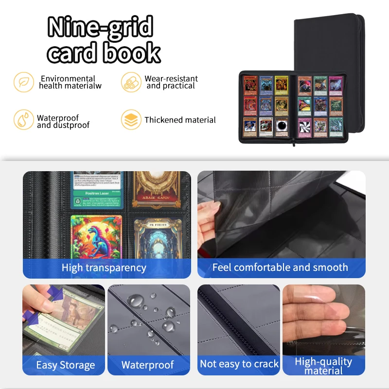 Baseball Game Trading PU Leather Tcg Zip Photo Albums Holds Protectors File 9 Pocket 360 Card Trading Card Binder