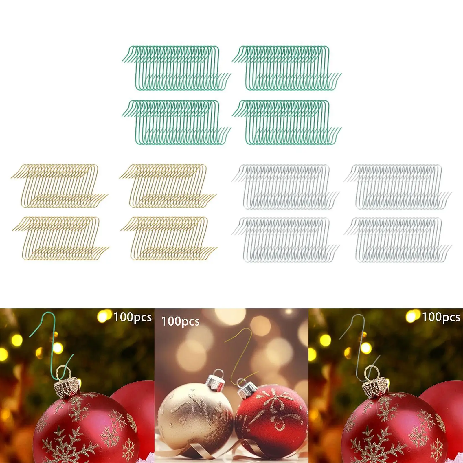 100 Pieces Christmas Ornament Hooks Hanging for Christmas Office Anniversary