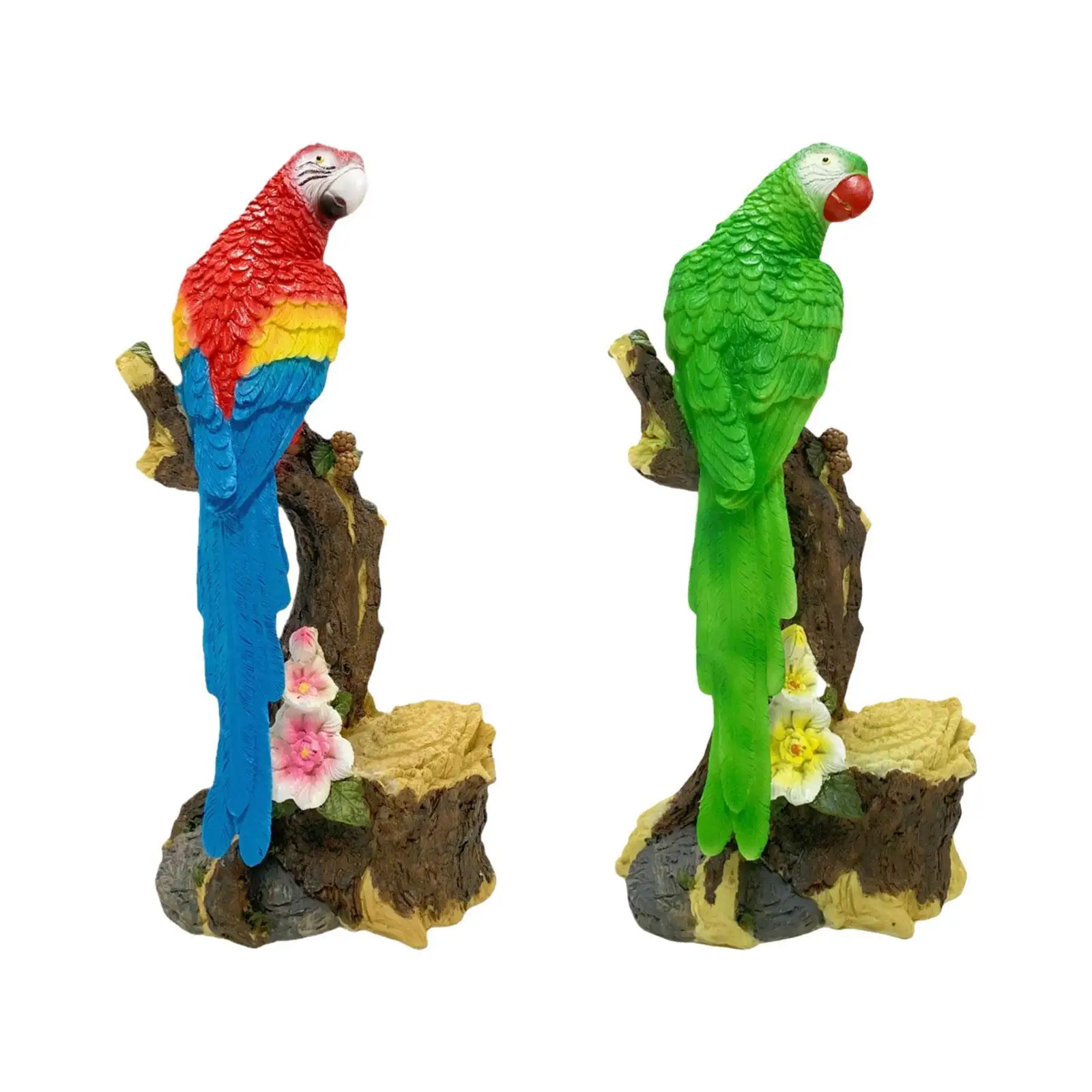 Garden Parrot Statue Garden Decoration Centerpiece Creative, Decor Animal Sculpture Resin Figurine for Patio Lawn Outdoor