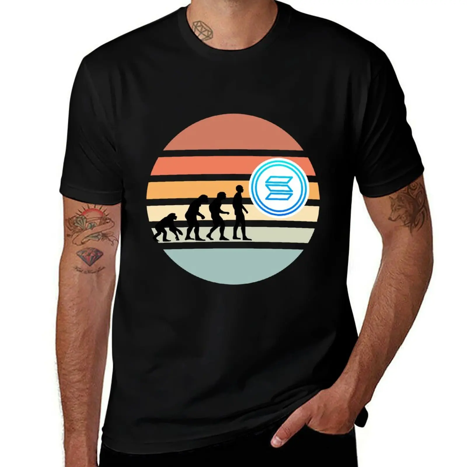 Evolution of man towards SOLANA T-Shirt Big Size Simple T-Shirt