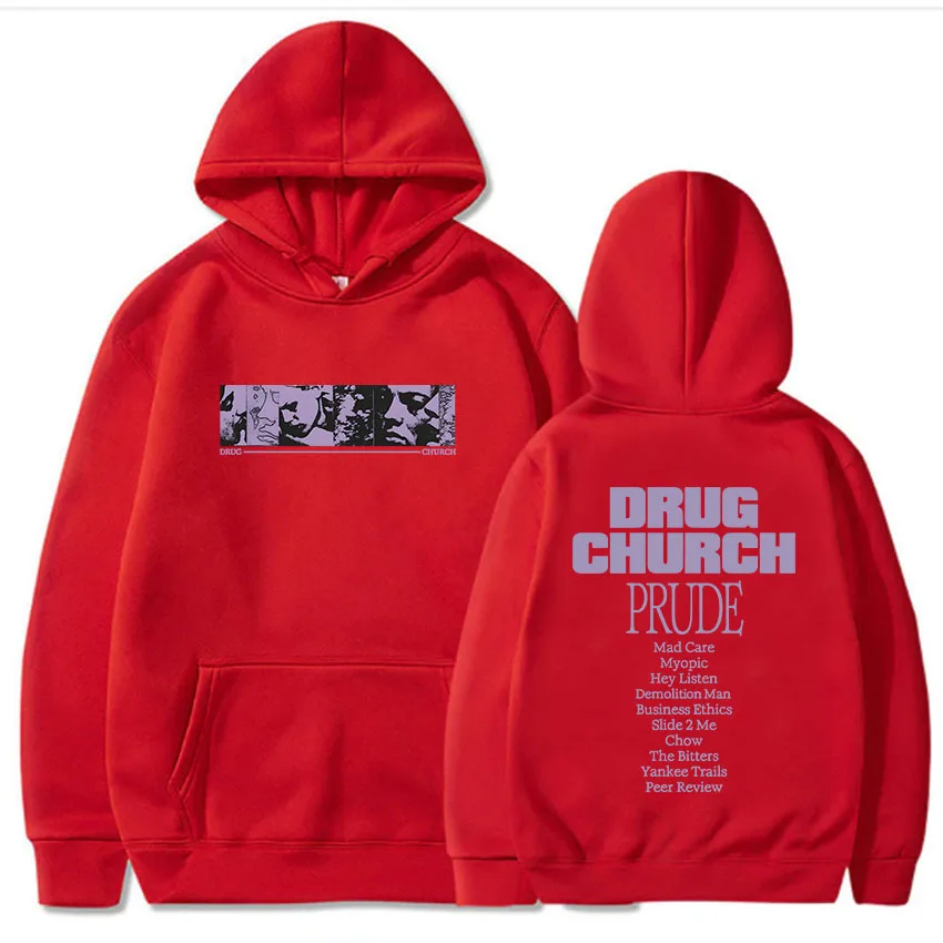 Prude Album Graphic Hoodies Drug Church Sweatshirts Winter Men Women Hooded Pullovers Sudaderas Con Capucha Print Clothes Unisex