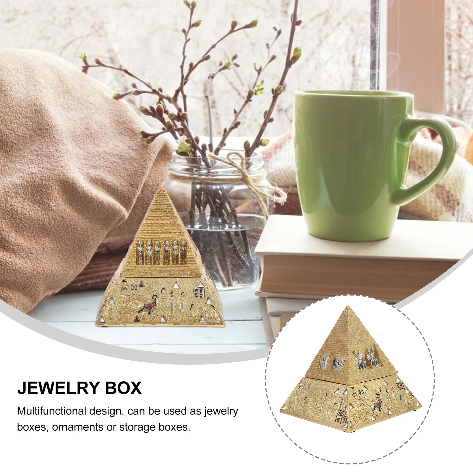 

Vintage Resin Pyramid Jewelry Box Small Jewelry Organizer Case for Rings Earrings Travel Decorative Storage Box