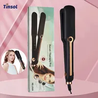 TINSOL-plancha de pelo profesional de cerámica, placa ancha de iones negativos, Clip alisador de cabello con temperatura ajustable