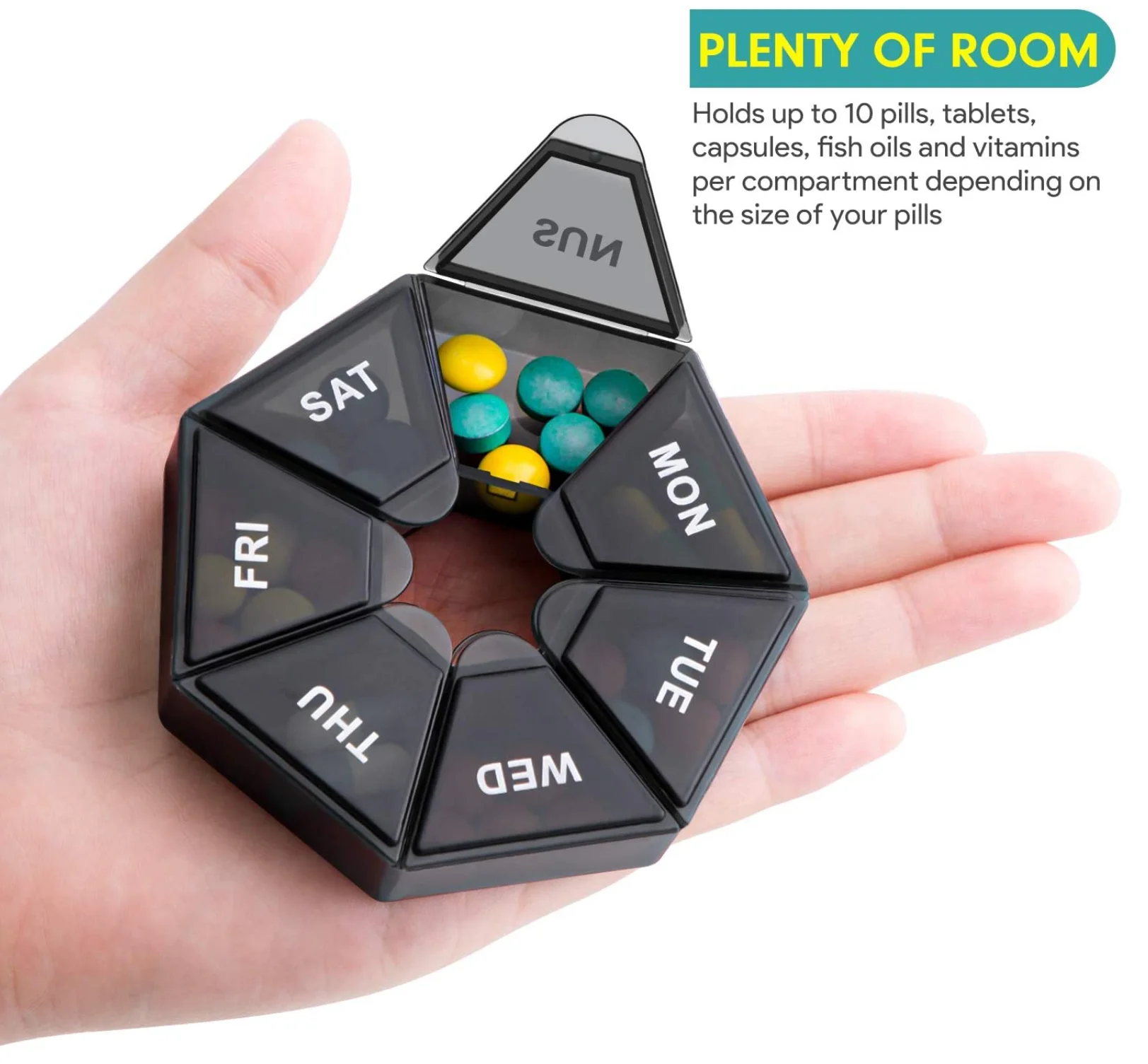 Portable Mini Round Plastic Pill Case Box Travel Pill Container 7 day Weekly Pill Organizer