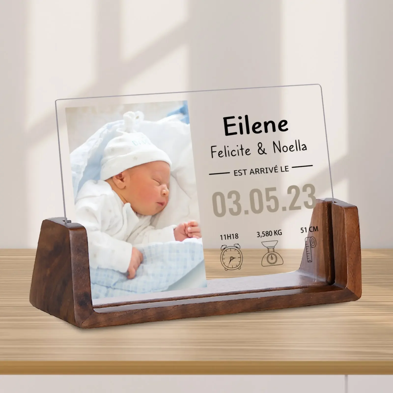 Personalized Birth Announcement Photo Frame with Stats Nursery Decor Custom Newborn Baby Picture Frame Gift for New Parents