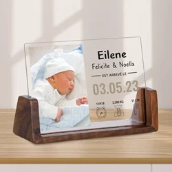 Personalized Birth Announcement Photo Frame with Stats Nursery Decor Custom Newborn Baby Picture Frame Gift for New Parents