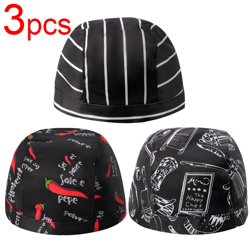 3 pezzi di cappelli da cuoco, sciarpe per la testa per uomo e donna, cappello da cuoco professionale regolabile, fascia per capelli, berretto con teschio per cucina e altri lavori