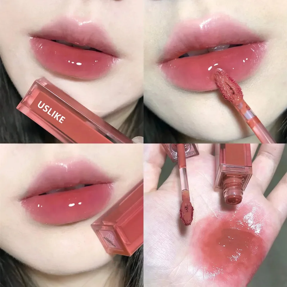 Cute Mirror Lipstick Makeup Moisturizing Texture Waterproof Long Lasting Sweat Resistant Rich Color Silky Lip Glaze Lip Tint