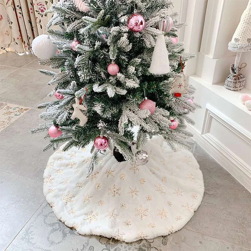 Fashion Christmas Tree Skirt Mat Under The Decorations For Home Snowflake 78/90/122cm New Foot Carpet