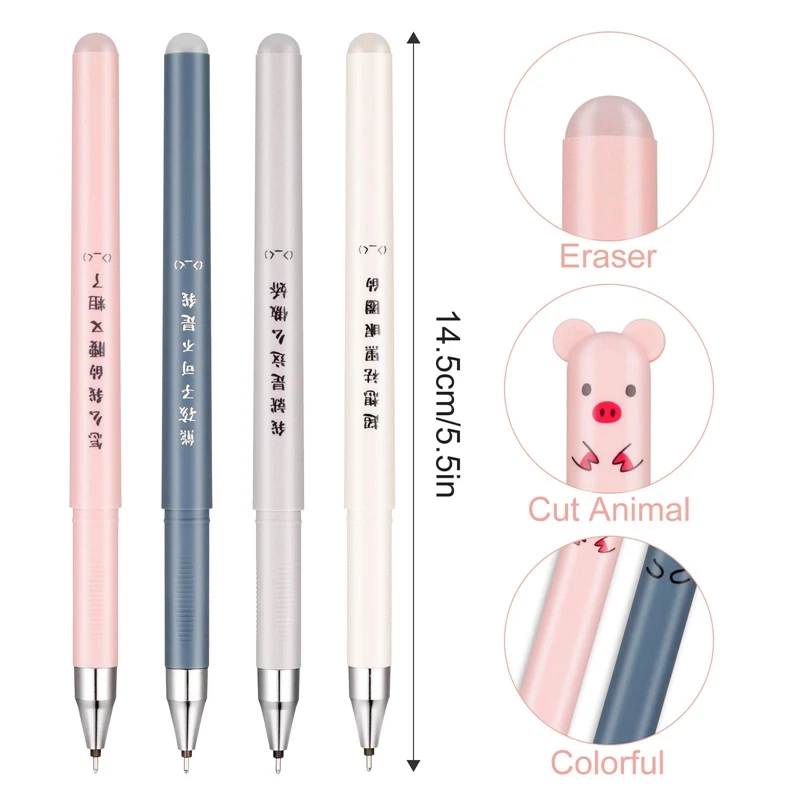 Erasable Rollerball ปากกาแรงเสียดทานปากกาออกแบบการ์ตูน 0.35 มม.หมึกสีดําปากกา Easy TO RUB สําหรับเด็กนักเรียนผู้ใหญ่