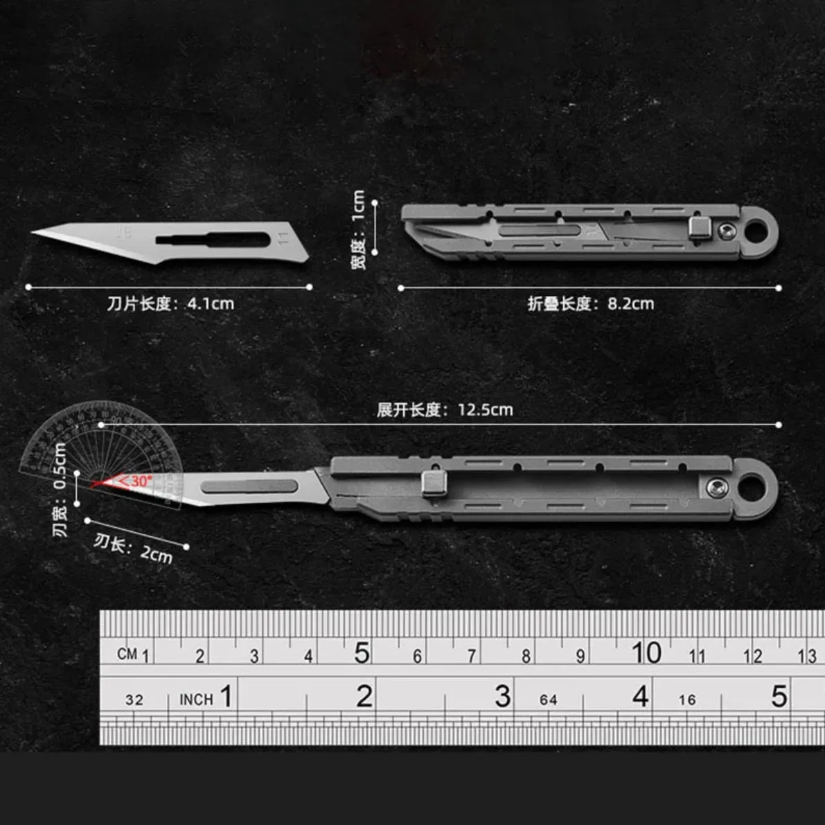 Imagem -06 - Telescópica Titanium Alloy Handle Utility Knife Abridor de Garrafas Cortador de Papel Sharp Survival Pocket Tool Lâmina Substituível Presente 10 Pcs