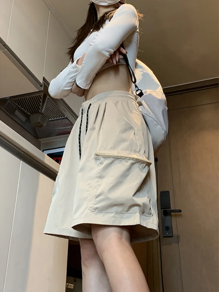 

Американские свободные шорты для работы, мужские летние тонкие повседневные спортивные брюки-бриджи, прямые, дышащие, легкие