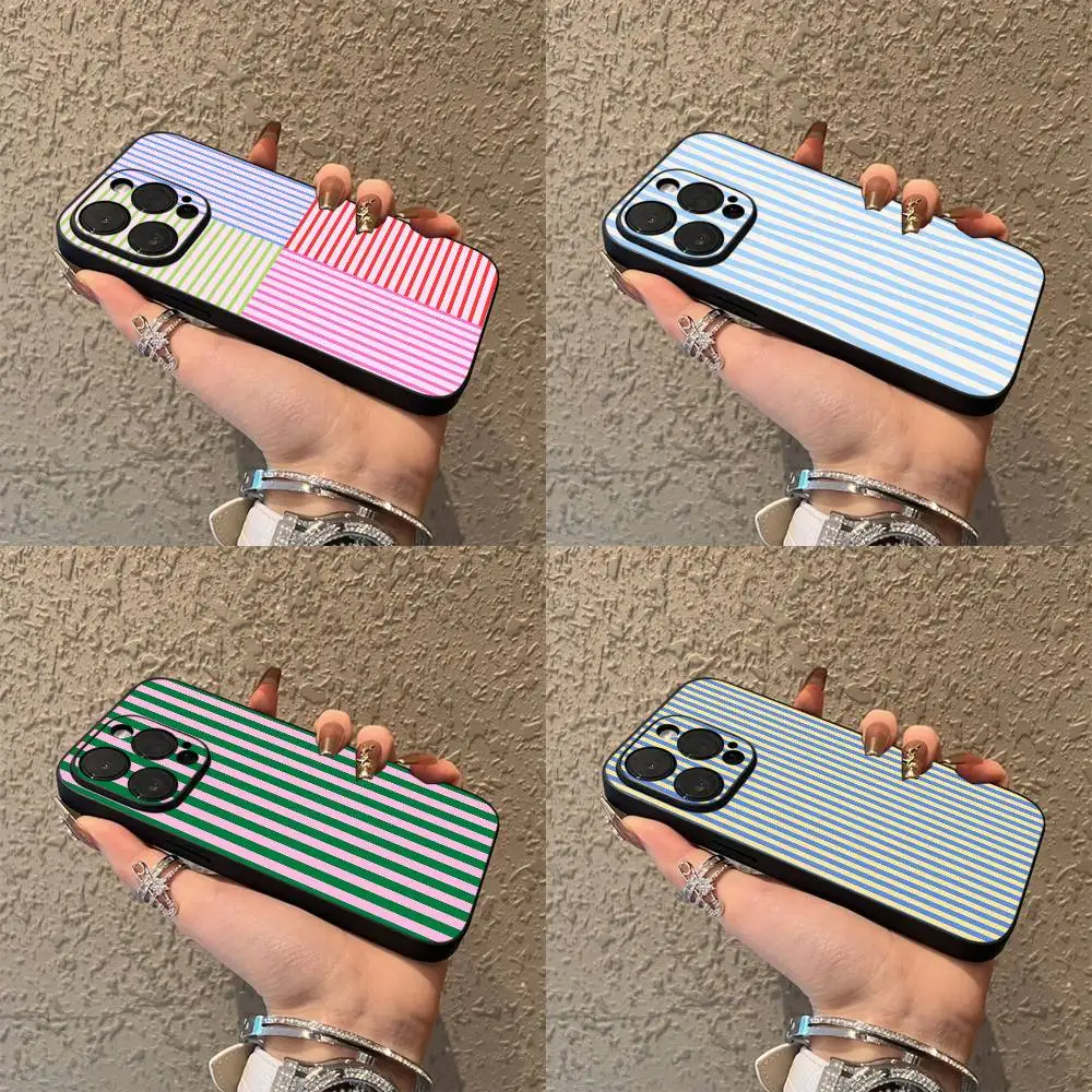 

Colorful Lines Stripe Towel Pattern Phone Case For iPhone 17,16,15,14,13,12,Pro,Max,Plus,E,SE4,Air,Mini Black Soft Box