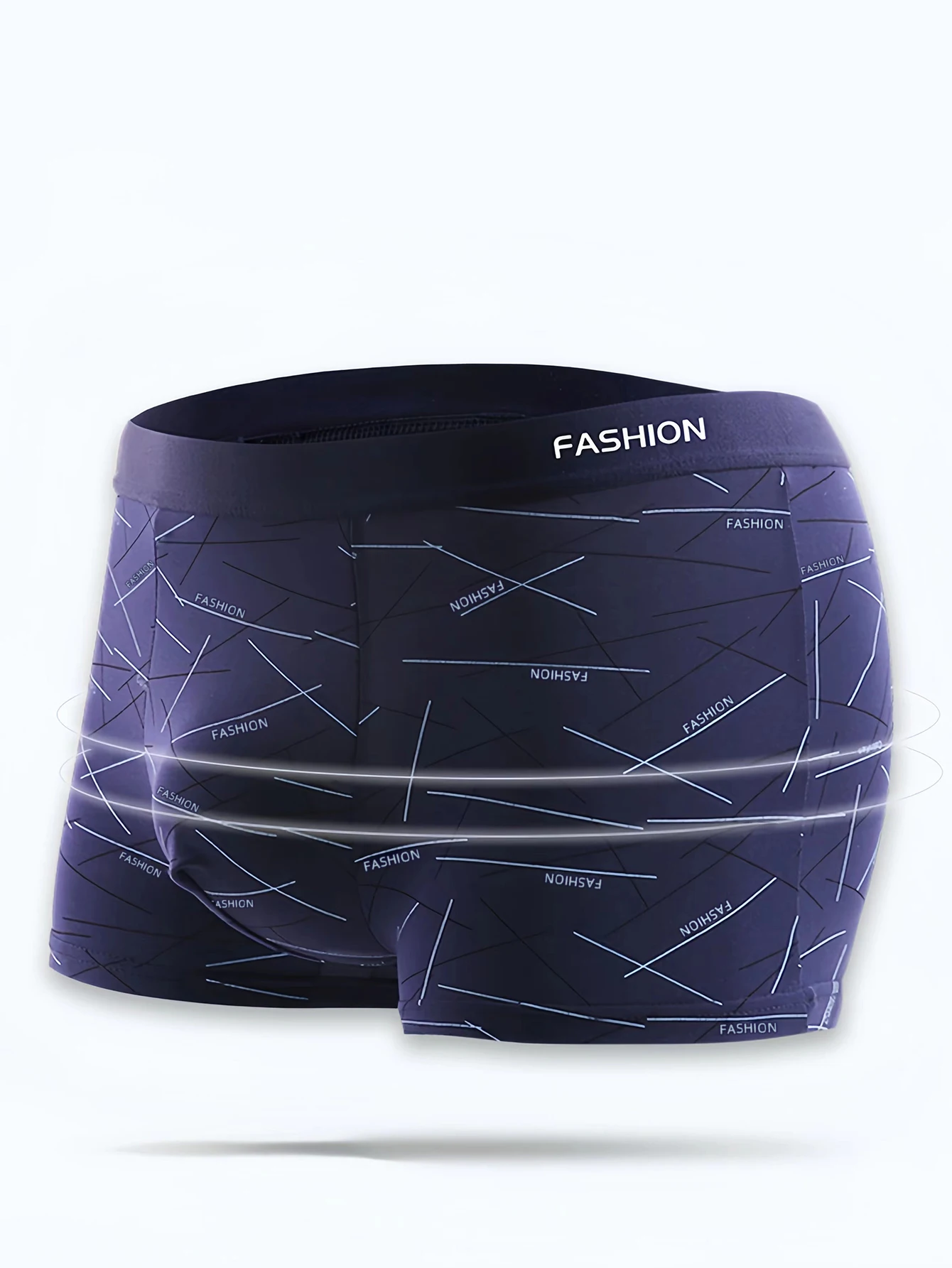 4pcs men's underwear, comfortable, soft and fashionable daily line print intimate boxer briefs, sporty and breathable boxers - Image 3