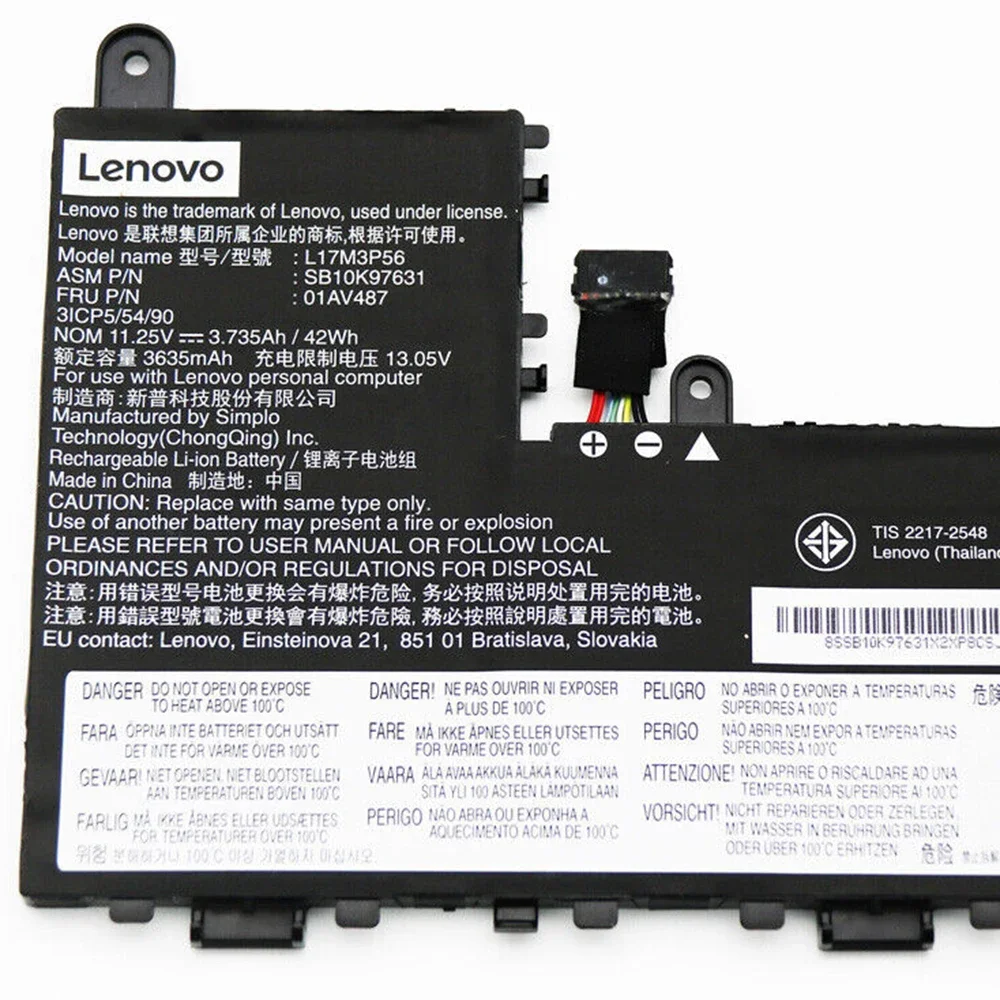 L17M3P56 11.25V 42Wh Original Laptop Battery for Lenovo ThinkPad Yoga 11e 5th Gen SB10K97631 L17L3P54 01AV486