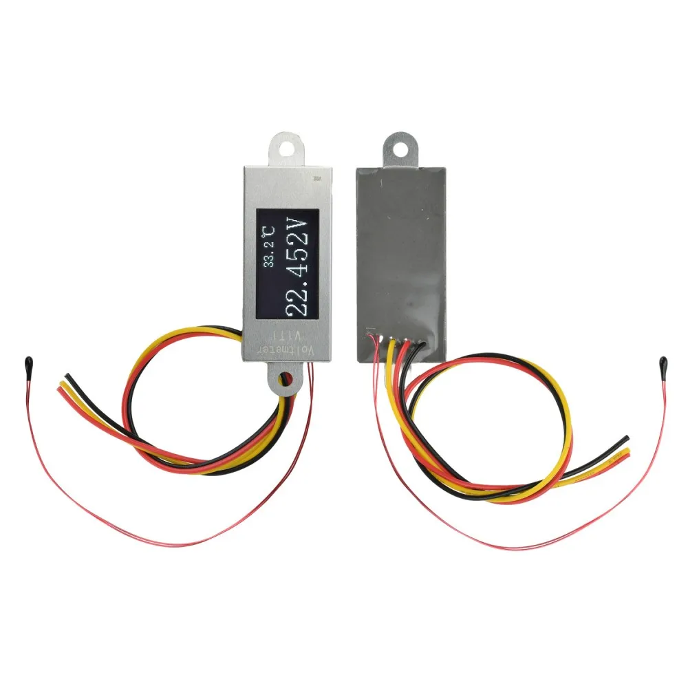 0.77 Inch OLED Digital Voltmeter Temperature Meter DC5‑30V Working Voltage 0‑30V Voltage 0‑99℃ Temperature Tester With NTC Probe