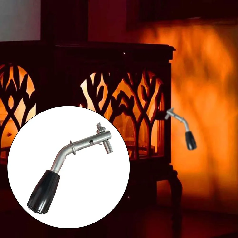 Chimney Handle Boiler Door Handle High Temperature Resistant Versatile Fit For Fireplaces Black Silver Fireplace Setup