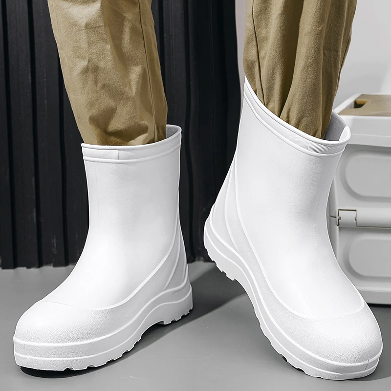 أحذية المطر لصيد الأسماك، غير قابلة للانزلاق، مقاومة للماء، أحذية المطر القصيرة، أحذية المطر الصيدية الخارجية المقاومة للاهتراء، مطبخ متكامل لنظافة الطعام