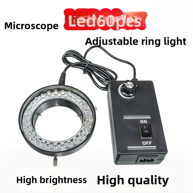Stereo Microscope LED Ring Lamp 60mm Aperture Dimmable White Light Source for Mobile Phone Maintenance