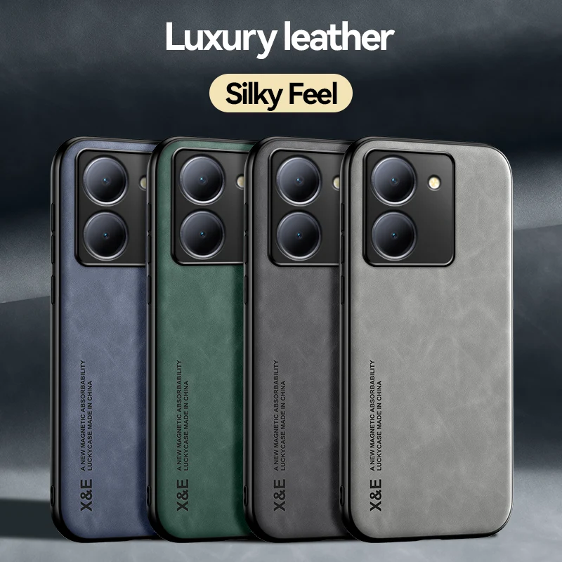 Luxury Leather Phone Case for VIVO Y200 Y78 Y36 Y35 Y27 Y17 Y16 Y12 Y11 Y7S Y3 Plus 5G4G Cover with Metal Plate Support Car Hold