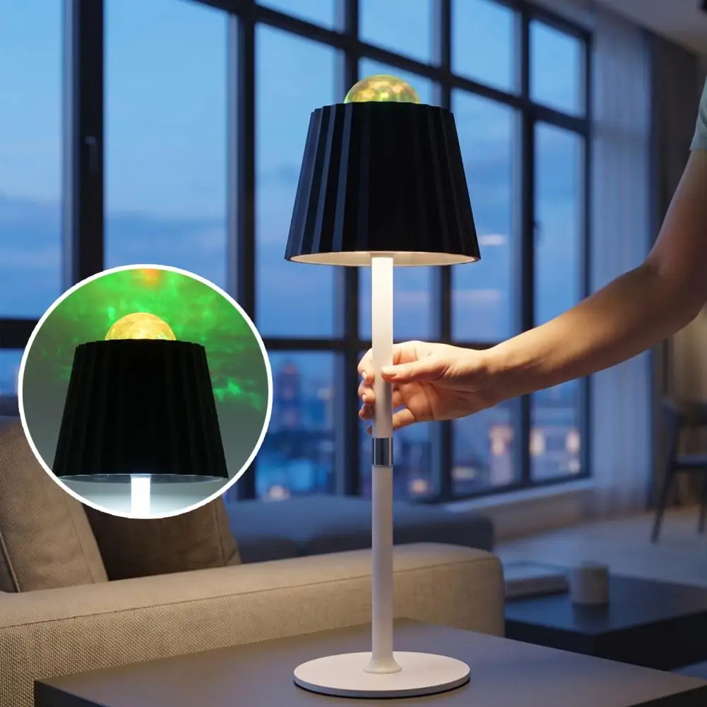 Portable Wireless Table Lamp Led Projection Desk Lamp with Transparent Acrylic Shade Portable Cordless Table Light for Terrace