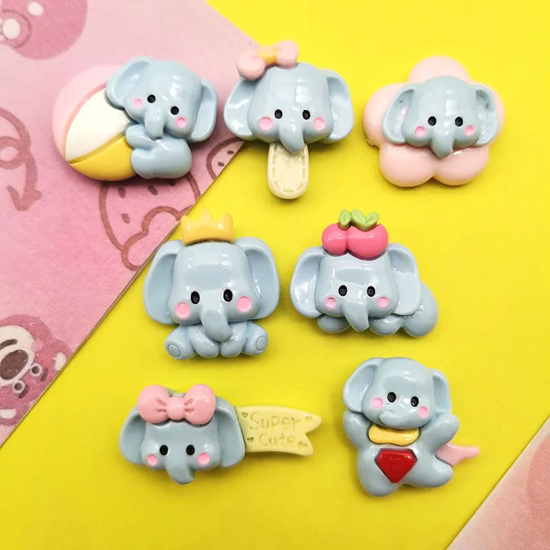 40 Stück Cartoon niedlicher Elefant Harz Cabochon Flatbacks Verzierungen für Scrapbooking DIY Haarschmuck Telefon Dekor