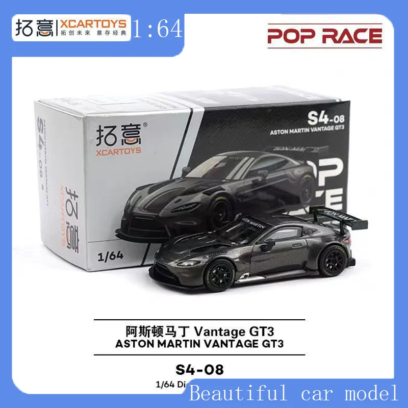 

POP RACE 1:64 S4-08 Aston Martin VANTAGE GT3 Black Carbon Fiber Alloy Car Model Static Collection Car Model