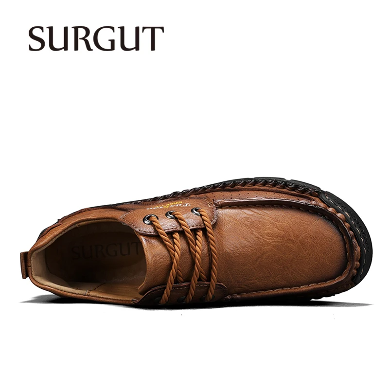 SURGUT Autumn Men Casual Shoes Braided Shoelace Microfiber Breathable Upper Durable Wear Simple Work Casual Big Size 38-48