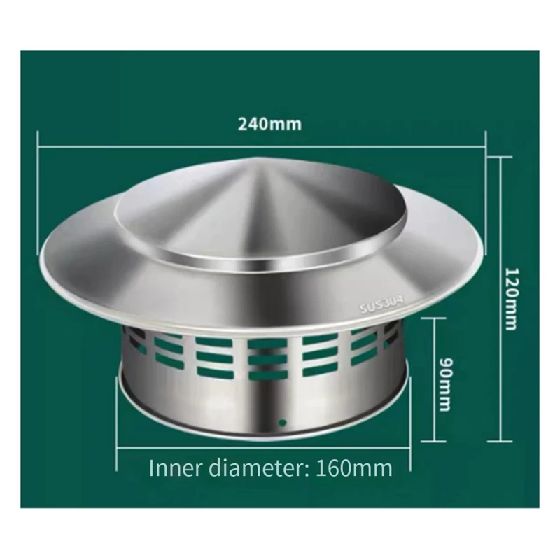 304 Stainless Steel Chimney Cap, Round Chimney Cover with Screen, Stove Pipe Topper for Exterior Fireplace Flue-A26I