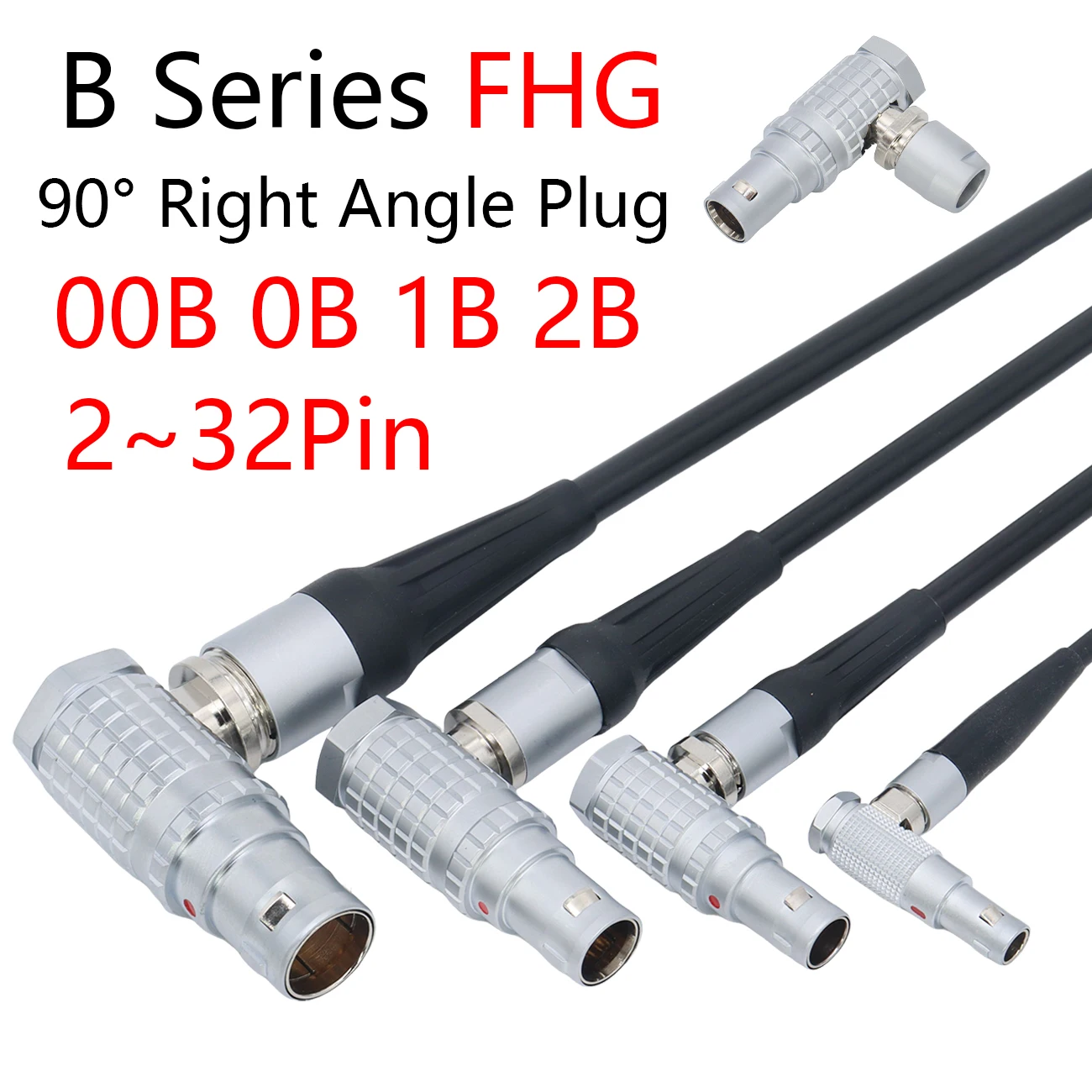 FHG 00B 0B 1B 2B 90°Right Angle Plug 2 3 4 5 6 7 8 9 10 12 14 16 18 19 26 30 32Pins Push Pull Connectors and ECG/EGG sockets