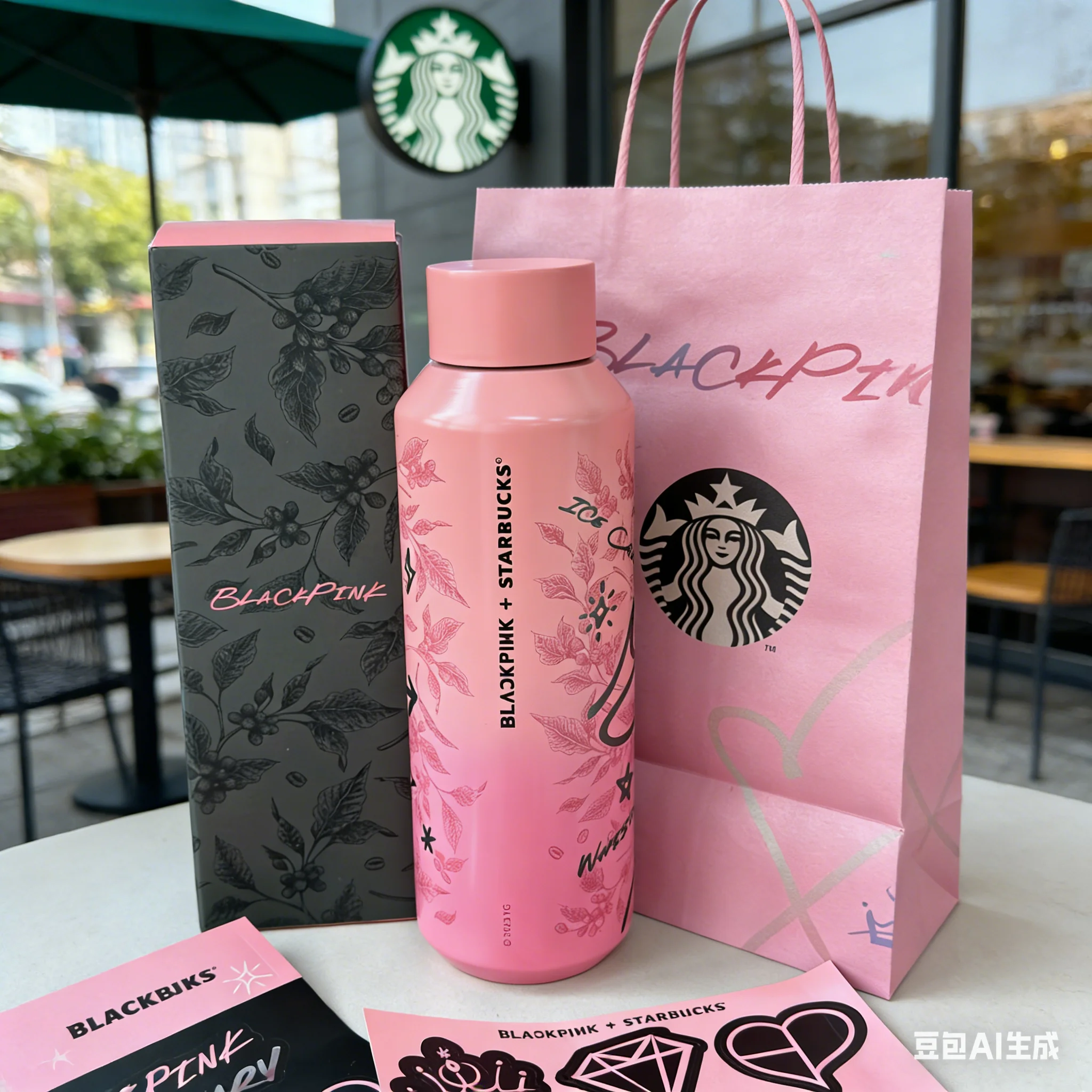 Vaso Térmico Starbucks BLACKPINK Edición Limitada con Diseño de Graffiti, Ultraligero, Doble Aislamiento al Vacío, para Fans de BLINK, Regalo Coleccionable