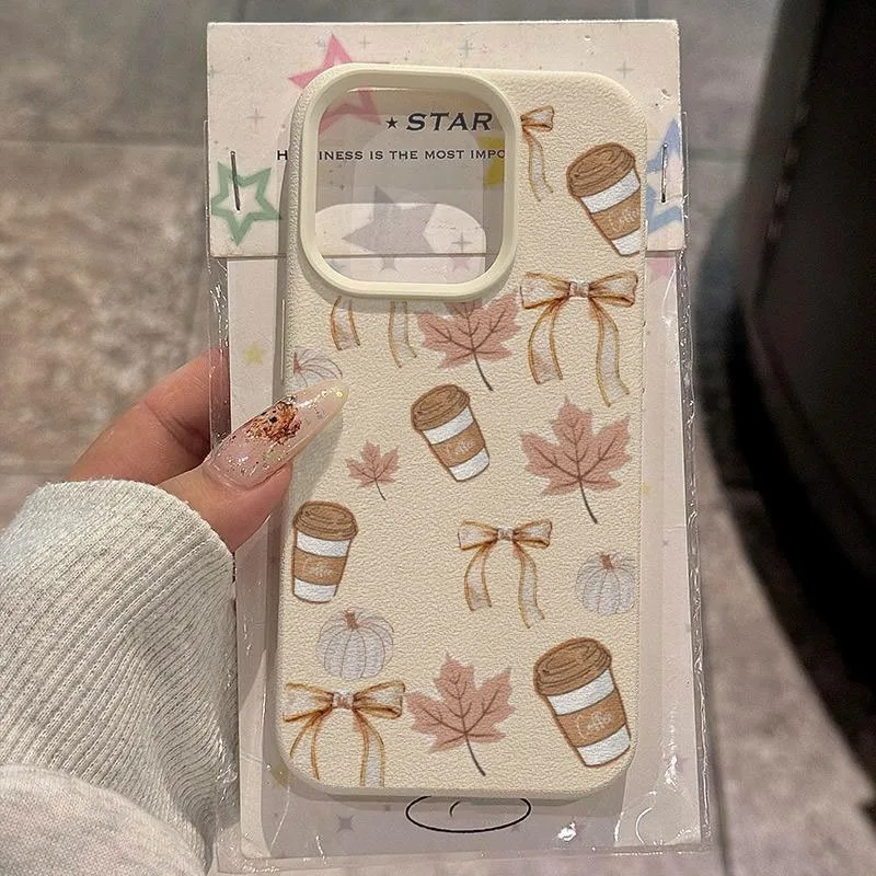 

Maple Leaf Coffee Pattern Phone Case For iPhone 17 Air 11 12 13 14 15 16 17 Pro Max 14 Plus X XS XR 17 Pro Shockproof Soft Cover
