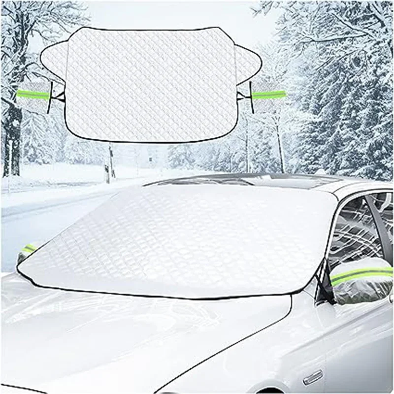 Windshield Cover for Ice and Snow, for Snow, Ice, UV, Mirror Protector, Windproof Sunshade Cover for Cars, Common to Most Cars