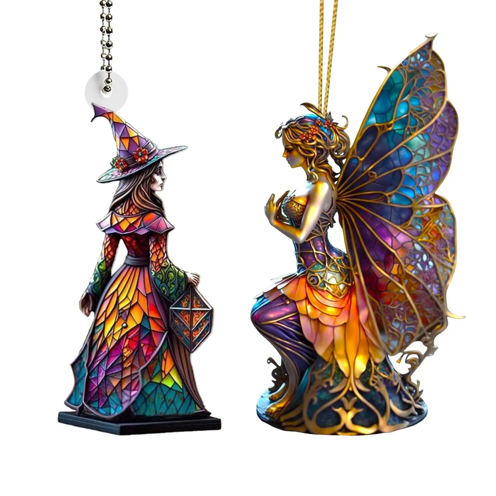 Halloween Witch Pendant Decoration Hanging DIY Witch Figurine Fairy Pendant for Holiday Indoor Party Favors Halloween Christmas