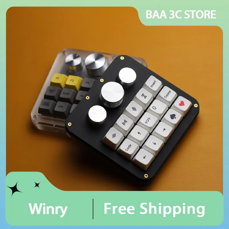 

Winry Mechanical Keypads Kit Numeric Mini 15keys Wired Keyboards Kit Encoder Three Knobs Pbt Hot Swap Custom Keyboards Kit