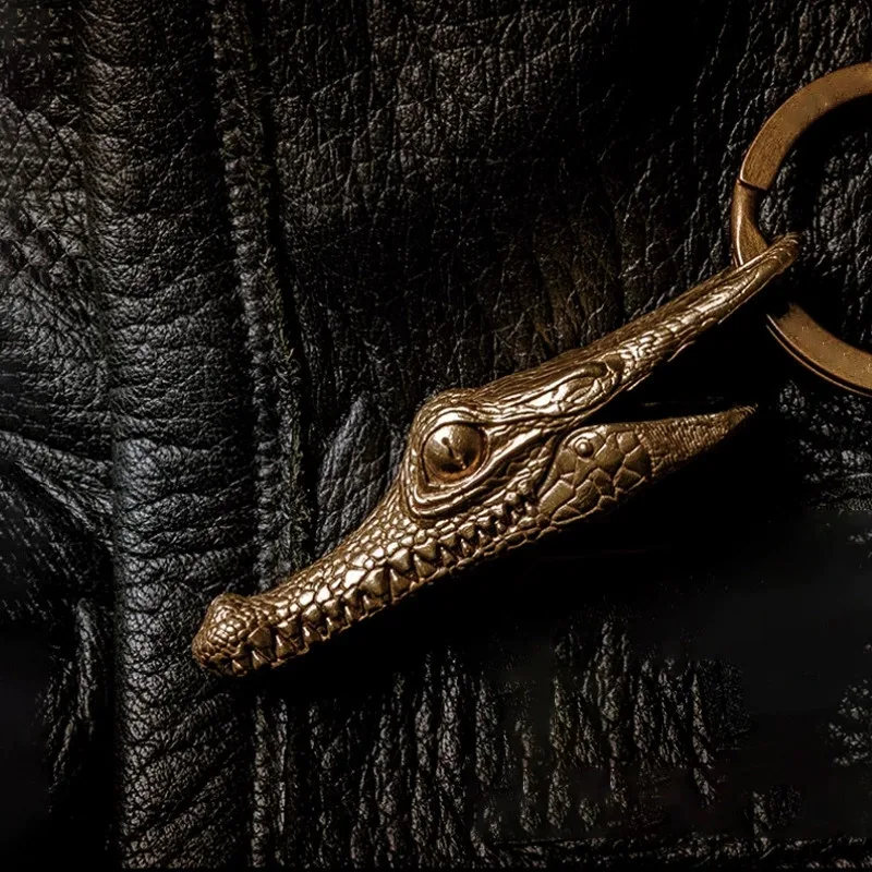 خمر جعل الحيوان القديم التمساح رئيس المفاتيح تمثال صغير التمساح المفاتيح مجلد اليد قلادة الهيب هوب الحرف الزخرفية #3