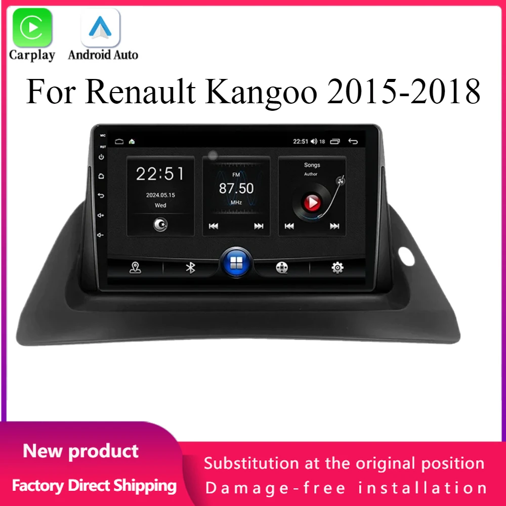 For Renault Kangoo 2015-2018 Android Car Radio Multimedia Navigation Wireless Carplay 5G WIFI Stereo System 4G GPS Touch Screen