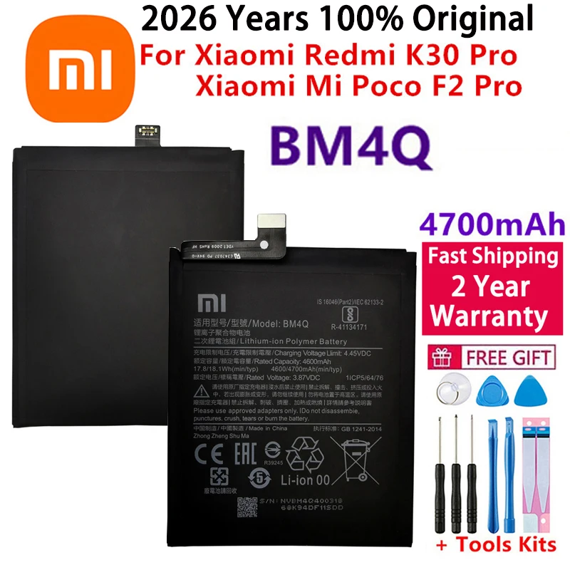 

2026 Years 4700mAh BM4Q Original Battery For Xiaomi Redmi K30 Pro / Mi Poco F2 Pro Phone Bateria Batteries Fast Shipping + Tools