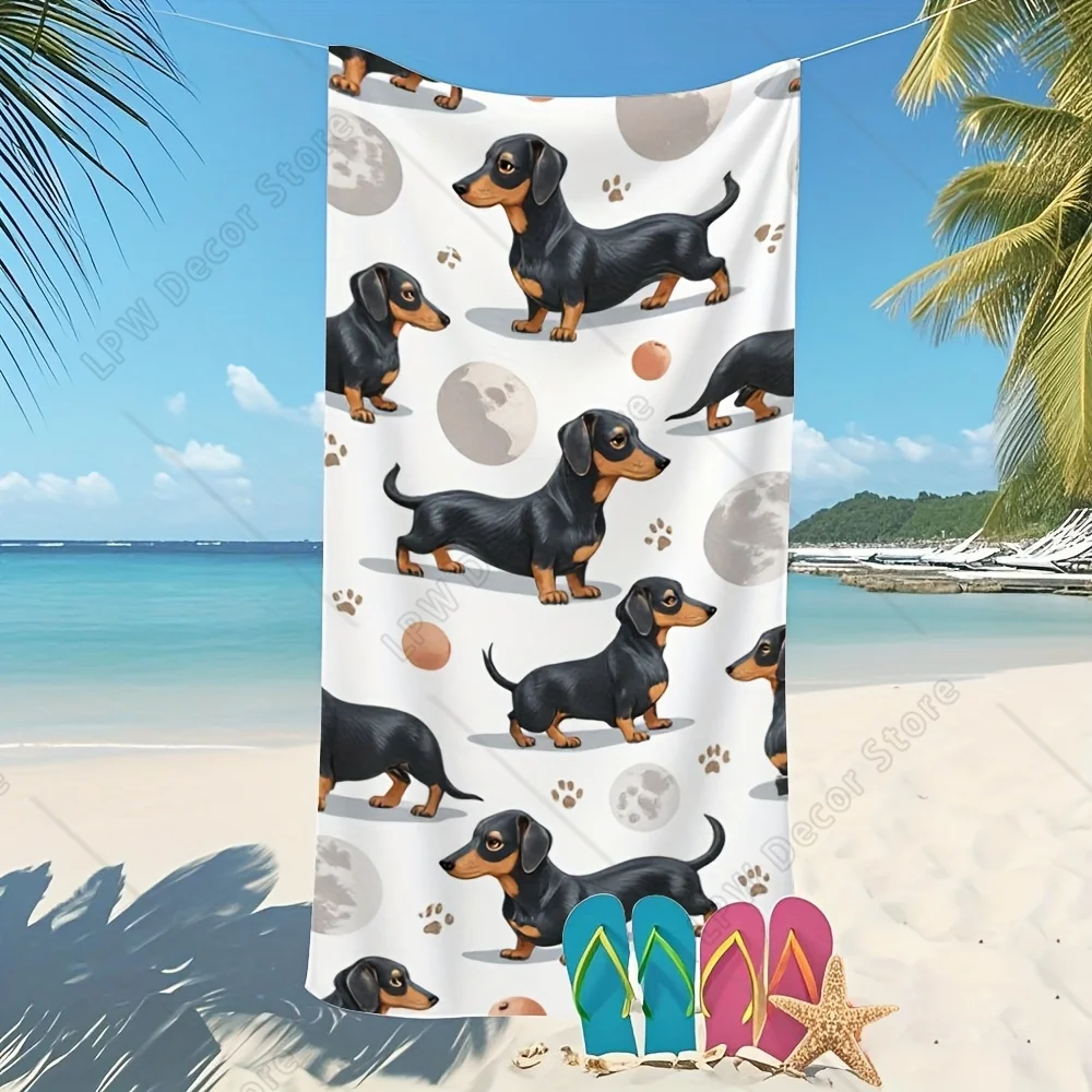 Dachshund Microfiber Bath Towel Set  Fast Drying Super Soft Highly Absorbent Modern Aesthetic Ideal for Bathroom Pool or Travel