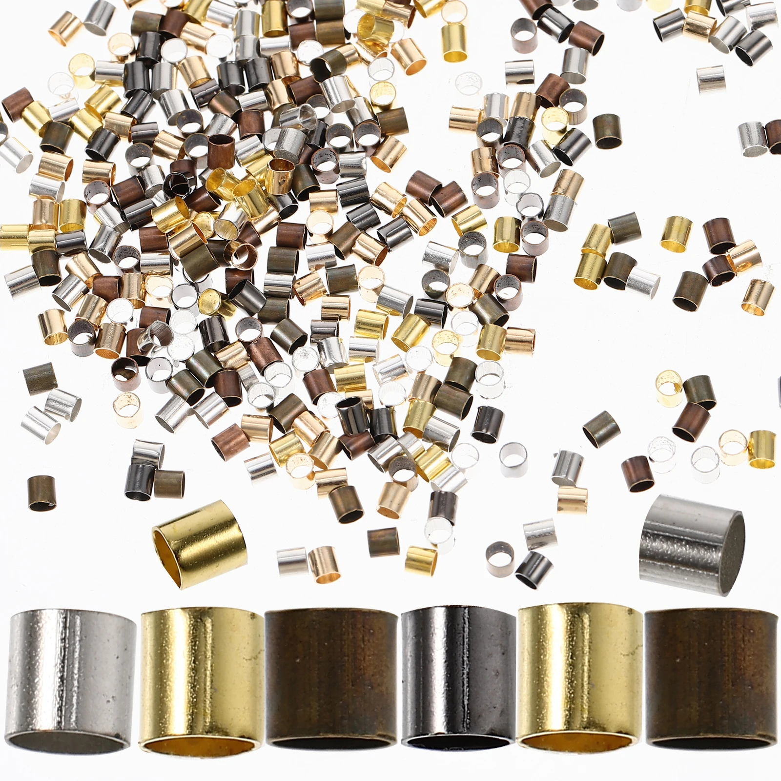 

3000 Pcs Crimping Beads Jewelry Making Necklace Fixing Tube Loose Spacer DIY Crafts Copper Smooth Durability Colorfast Strong