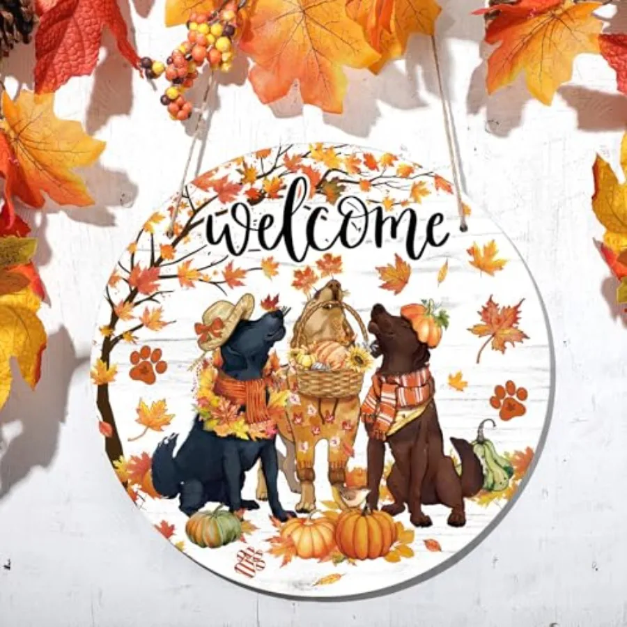 

Осенняя дверь для собак, деревянные таблички приветствия на День Благодарения, осенняя тыква, кленовые листья, венок, руда, передняя дверь, ее осенняя петля для фермерской обуви S