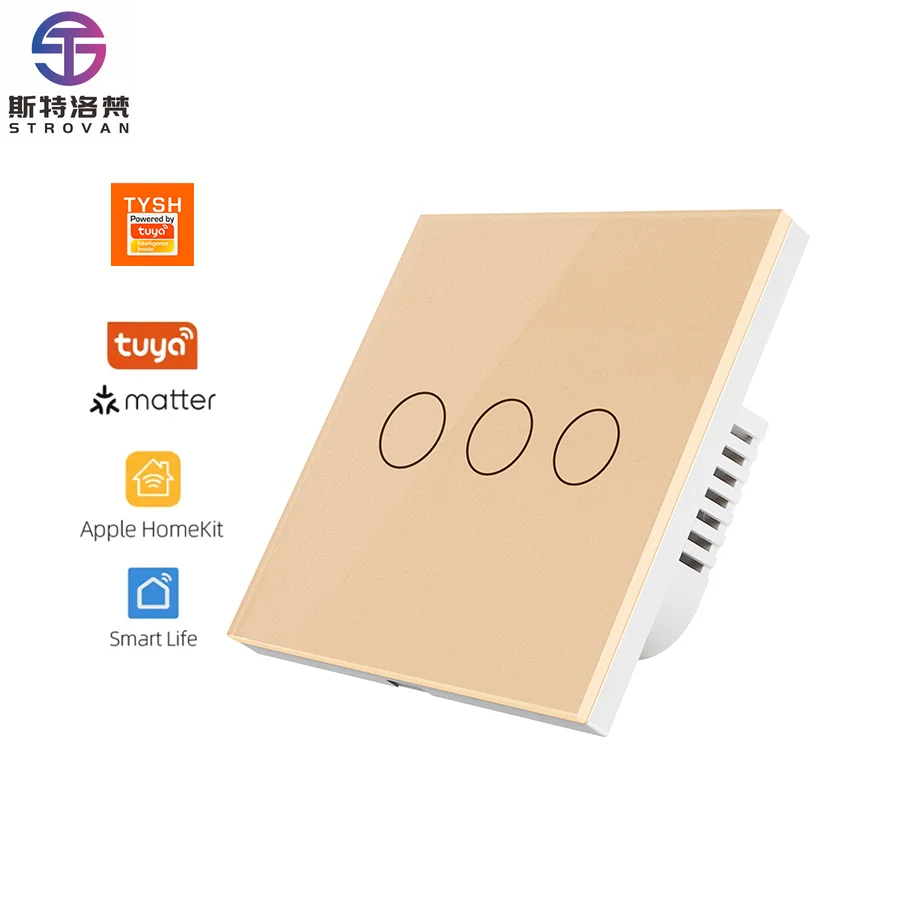 

STLF Eu Standard Matter Wifi Smart Wall Light Touch Switch Homekit Tuya Ai Smart Home Switch Work With Google Alexa