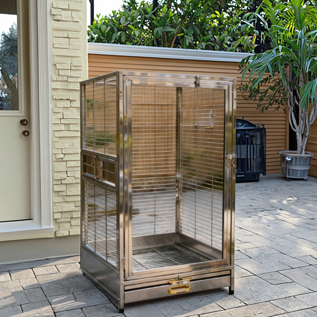 

Outdoor Large Parrot Pet Durable Anti-Collision Breathable Stainless Steel Cage With Metal Tray And Easy Assembly