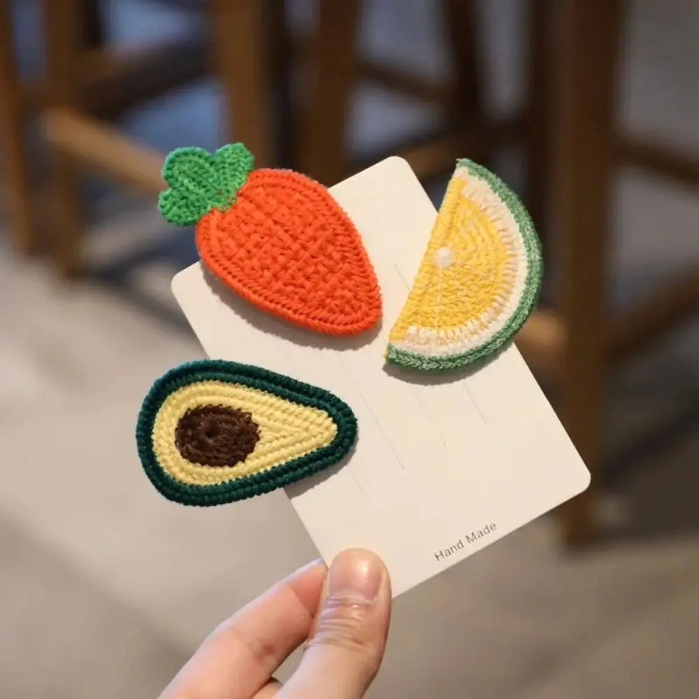 Bunte gestrickte Plüsch Haars pange Cartoon Frucht gebrochenes Haar BB Clip Kinder süße Haars pangen Stirnband Kinder Haarschmuck