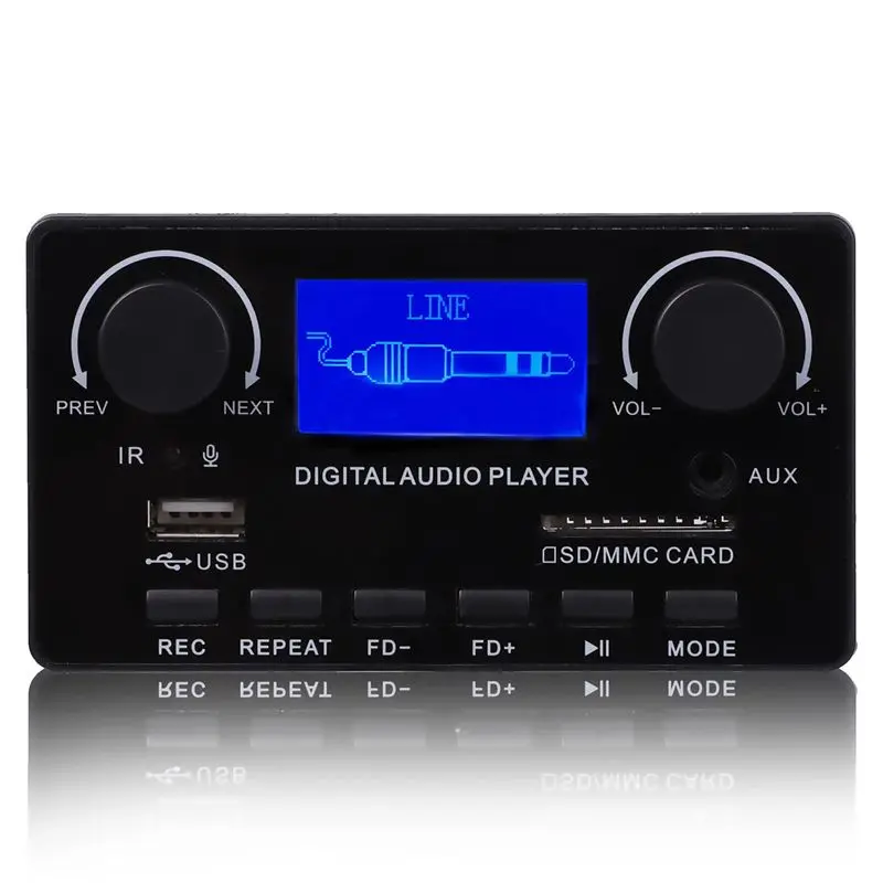 Brave- Bluetooth 5.0 MP3 Decoder Board Support Handsfree Recording FM DC 12V MP3 WMA WAV APE FLAC Audio Amplifier Board