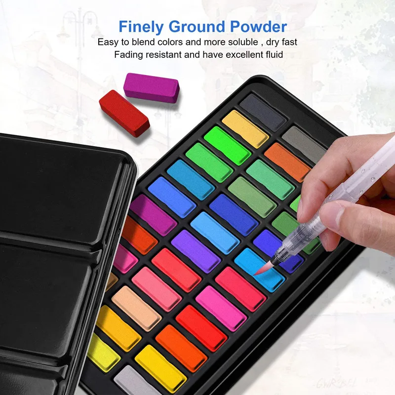 Professional Watercolors Set 24/36 Colors Pigment for Watercolor Painting With Paint Brush&Watercolor Paper Painting Set