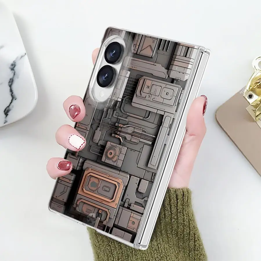 Line Diagram Case for Samsung Galaxy Z Fold 8 ZFold 8 PC Hard Luxury ZFold8 Phone Funda