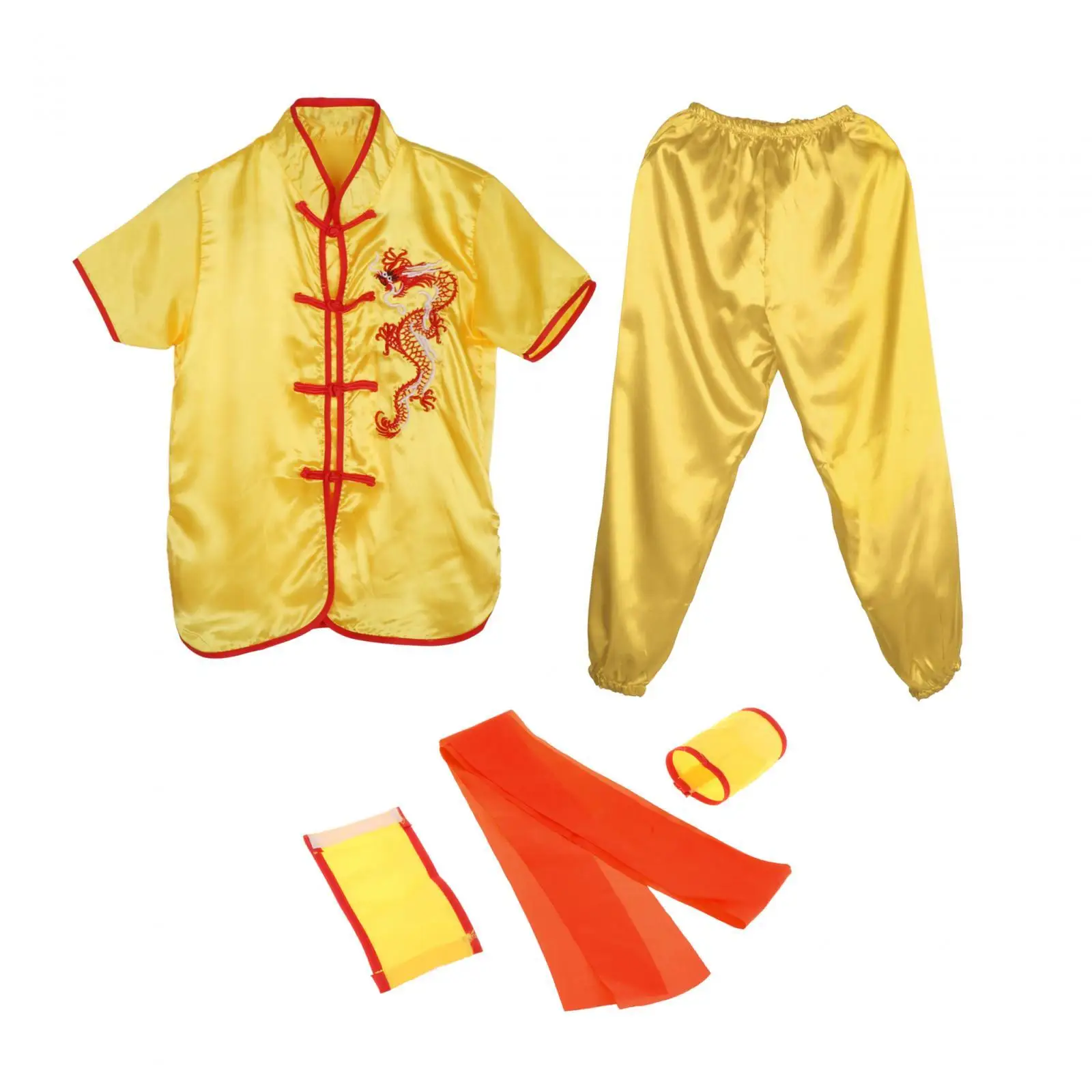 Chinese Wushu Costume with Standing Collar Button Design for Tai Chi Practice Adult Kids Martial Arts Apparel